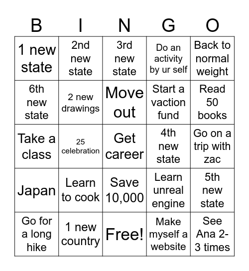 2025 Bingo Card