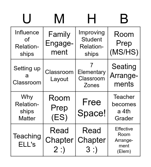 Classroom Management Bingo #1! Bingo Card