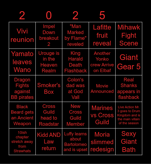2025 Bingo Card