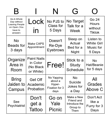 Ben Bingo Card