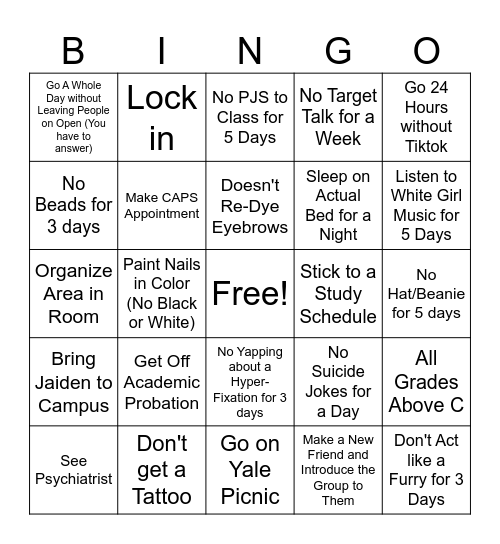 Ben Bingo Card