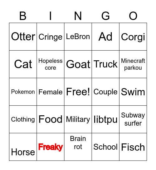 Tiktok Bingo Card