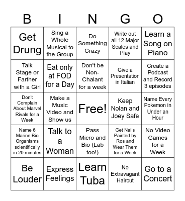 Richard Bingo Card