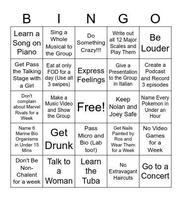 Richard Bingo Card