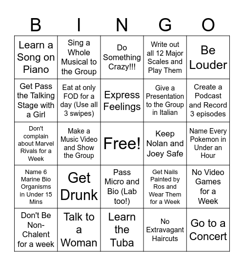 Richard Bingo Card