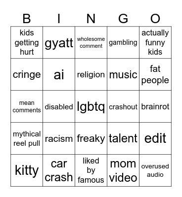 ghg Bingo Card