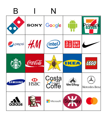 Famous Brands/Logos in HK Bingo Card