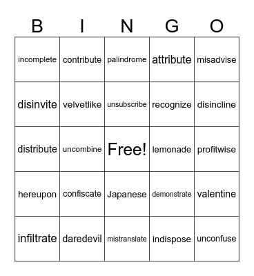 Wilson 4.3 Bingo Cards Bingo Card