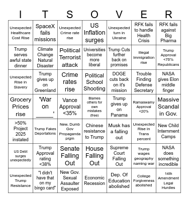 Trump Bingo. Bingo Card