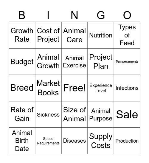 Market Projects and Books Bingo Card