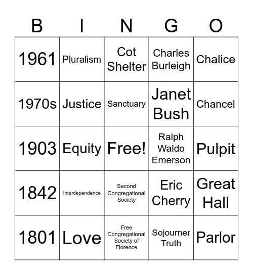 USNF 200th Anniversary Bingo Card