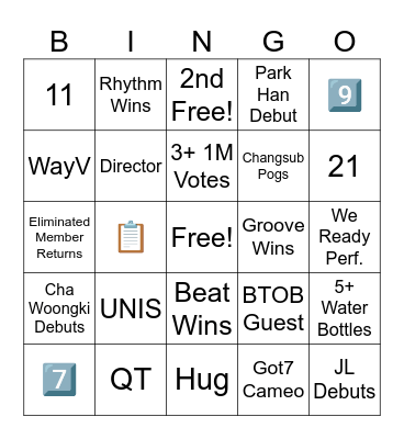 Universe League 10 Bingo Card
