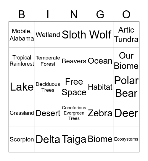 Biome Bingo  Bingo Card
