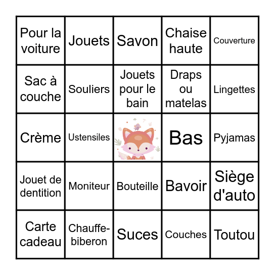 Baby Bingo Card