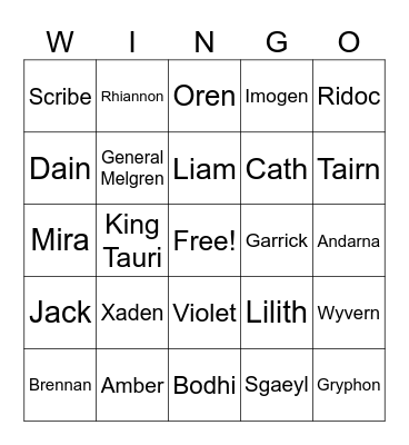 Fourth Wing Bingo Card