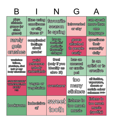 oddly specific abrosexual bingo Card