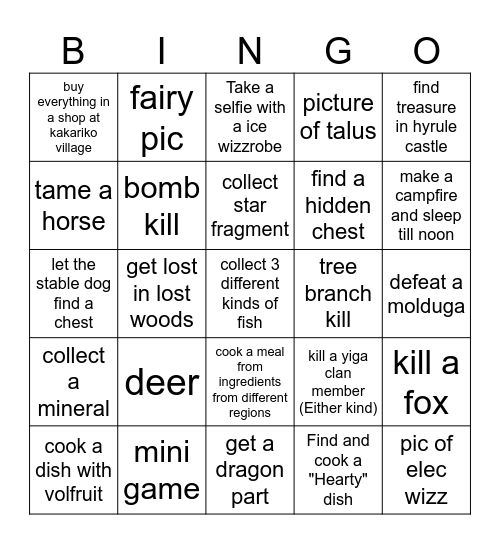 Totk LOCKOUT Bingo Card