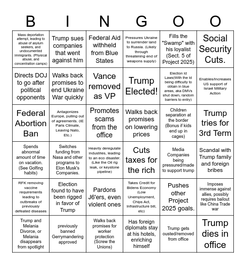 Maga Bingo Card