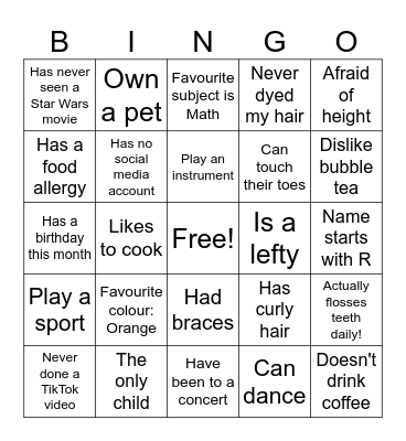 HUMAN BINGO Card