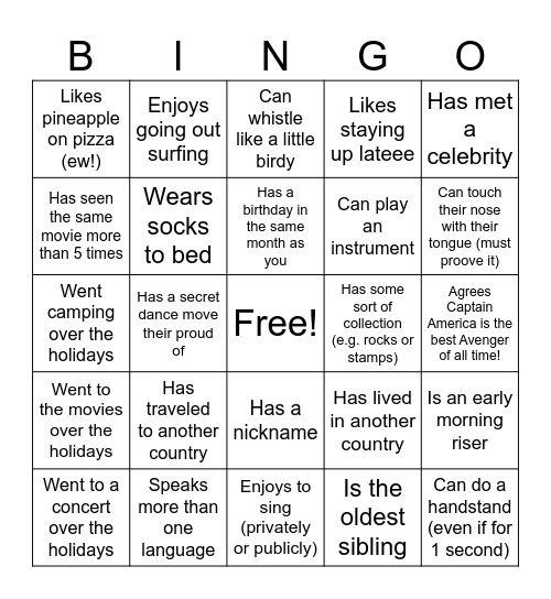The Ultimate Icebreaker Bingo! Bingo Card