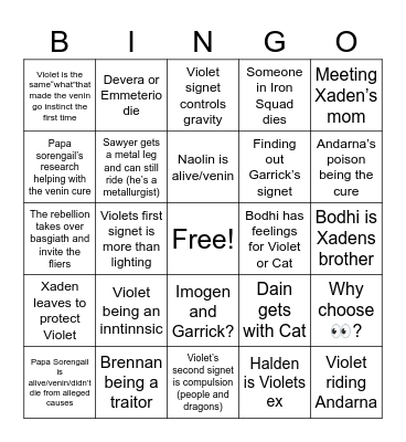 The Emperyan Bingo Card