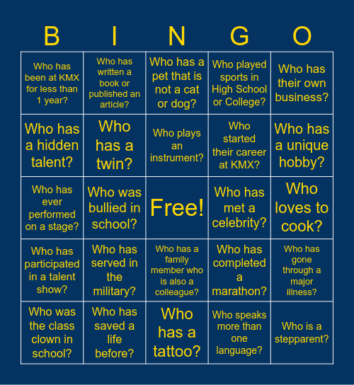 Common Ground Bingo Card