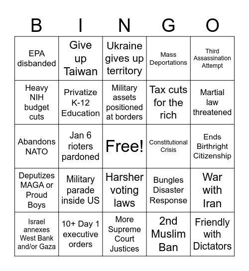 Trump Card (Admin 2) Bingo Card
