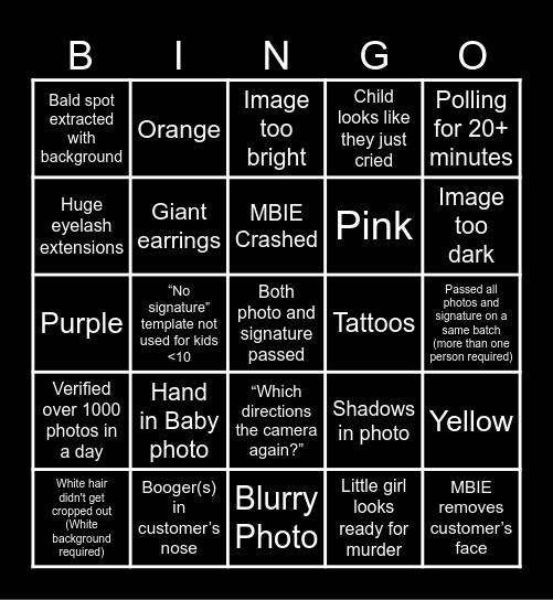 MBIE Vero Hard Bingo! Bingo Card
