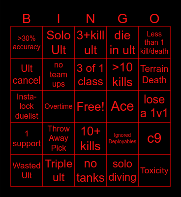Marvel Rivals Bingo Card