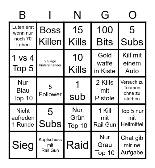Fortnite Bingo Card