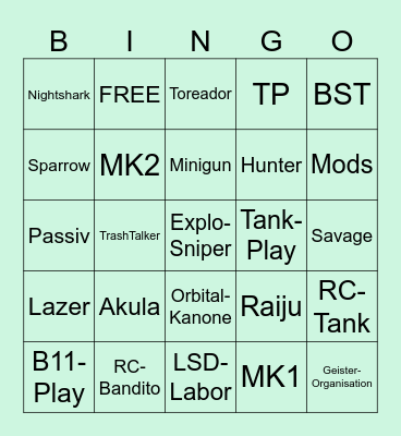 Griefer Bingo Card