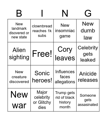 2025 BingoA Bingo Card
