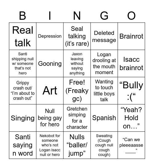 Silly inc. Bingo Card