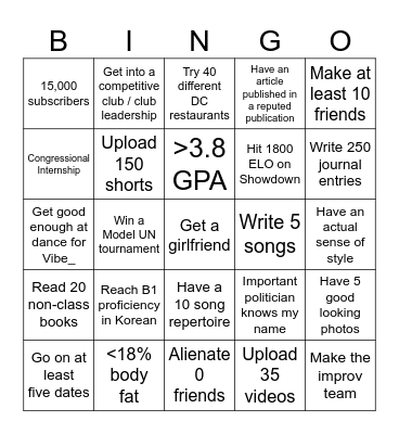 2025 Bingo Card