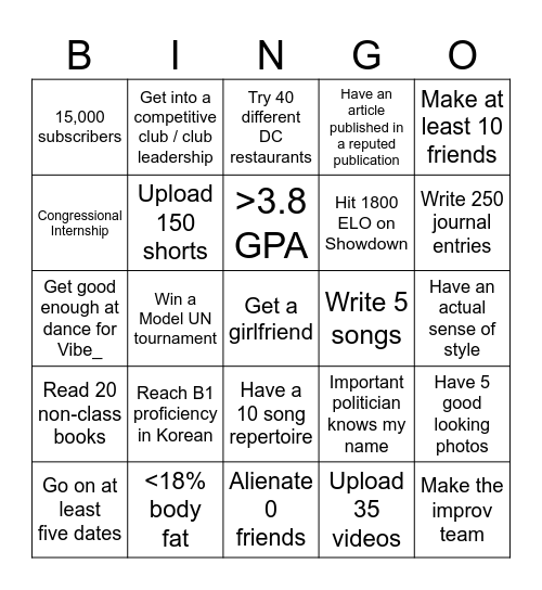 2025 Bingo Card