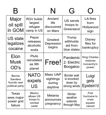 2025 Bingo Card