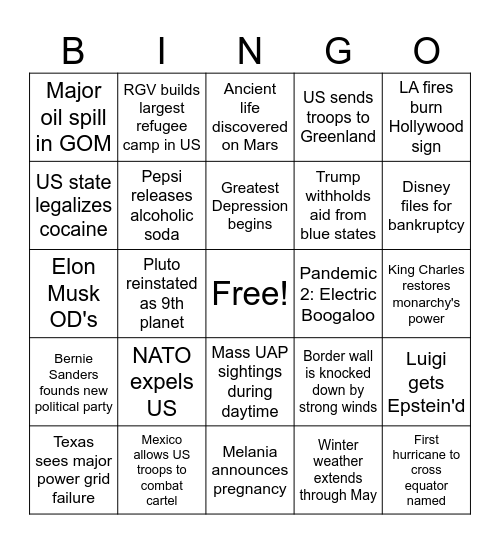 2025 Bingo Card