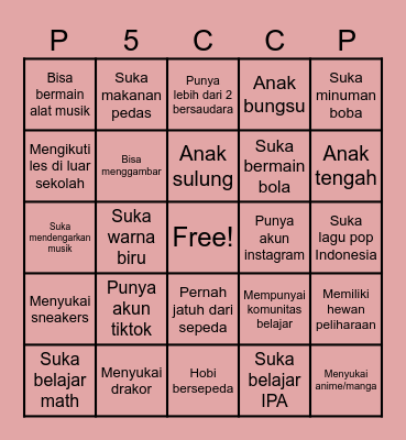Ice Breaking P5 Bingo Card