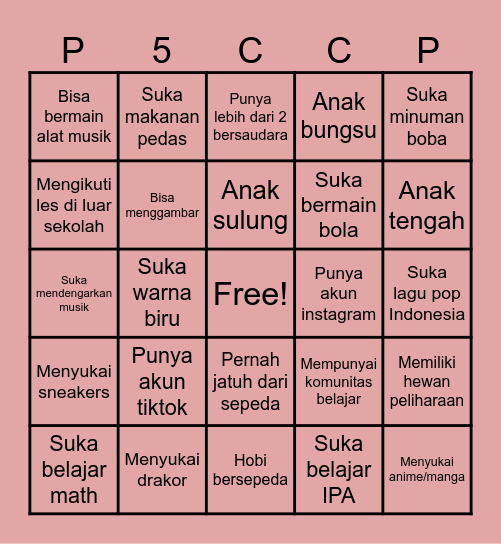 Ice Breaking P5 Bingo Card