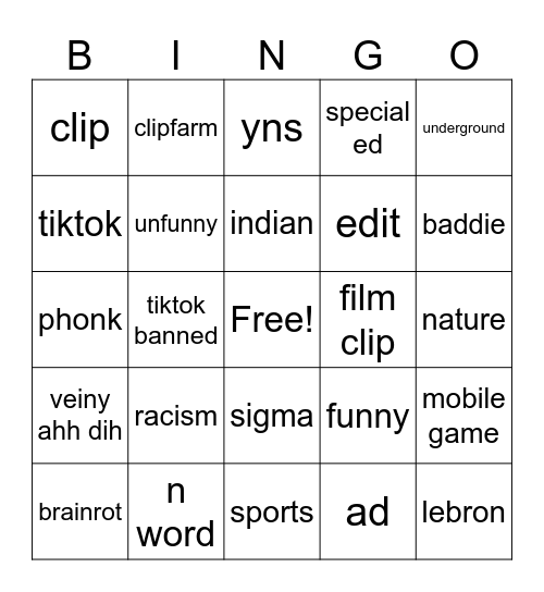 reels bingo Card
