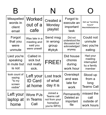 OFFICE Bingo Card