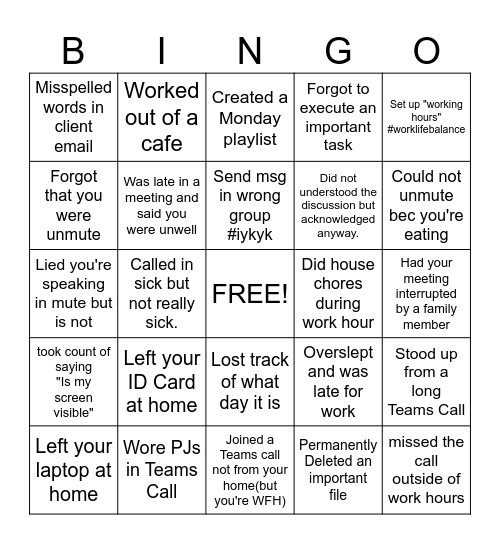 OFFICE Bingo Card