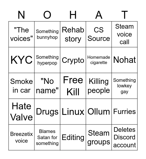 Klebbie Bingo Card