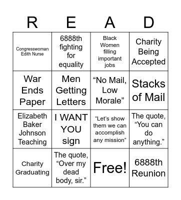 The Courageous Six Triple Eight Bingo Card