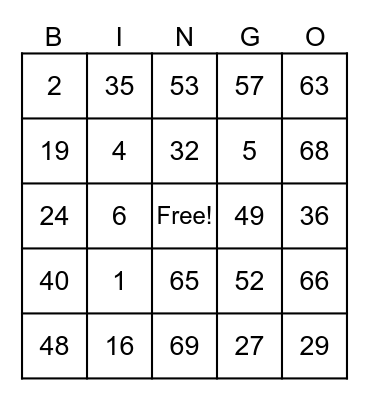 New years resolution Bingo Card