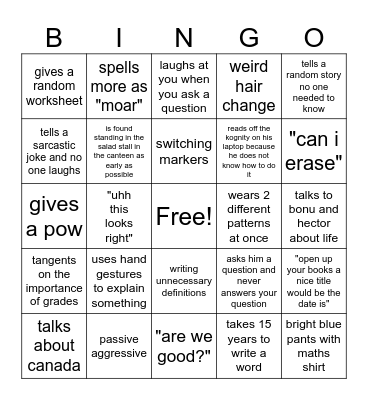 mr a bingo Card