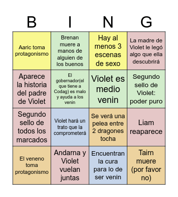 Alas de Onix Bingo Card