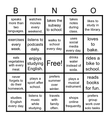 FIND SOMEONE WHO... Bingo Card