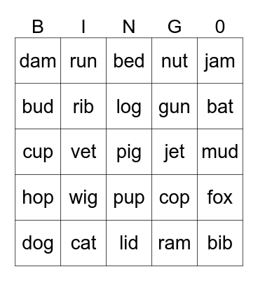 Smart Phonics 2 Bingo Card