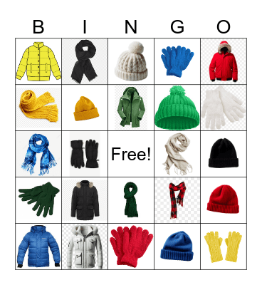 Winter Wear Bingo Card